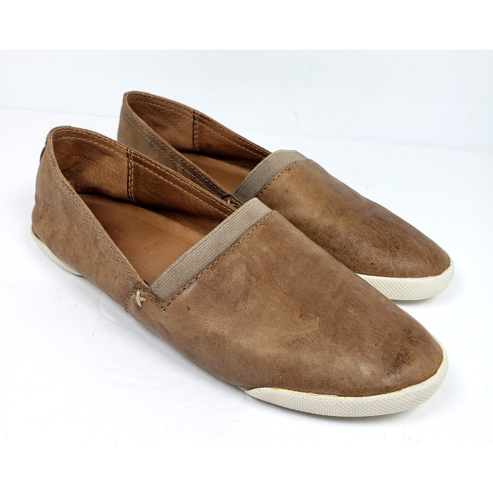 Frye Melanie Womens Size 7.5 Brown Leather Slip On Casual Flats Loafer Shoes
